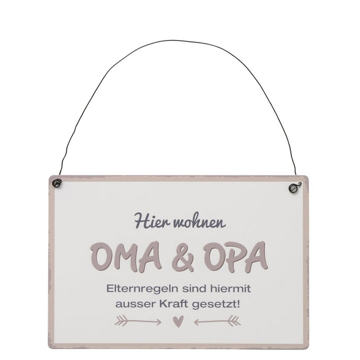 Wand Schild Grosseltern 21x14 cm Eisen Beige Schwarz Cremeweiß pro Bestellung 1 Stück