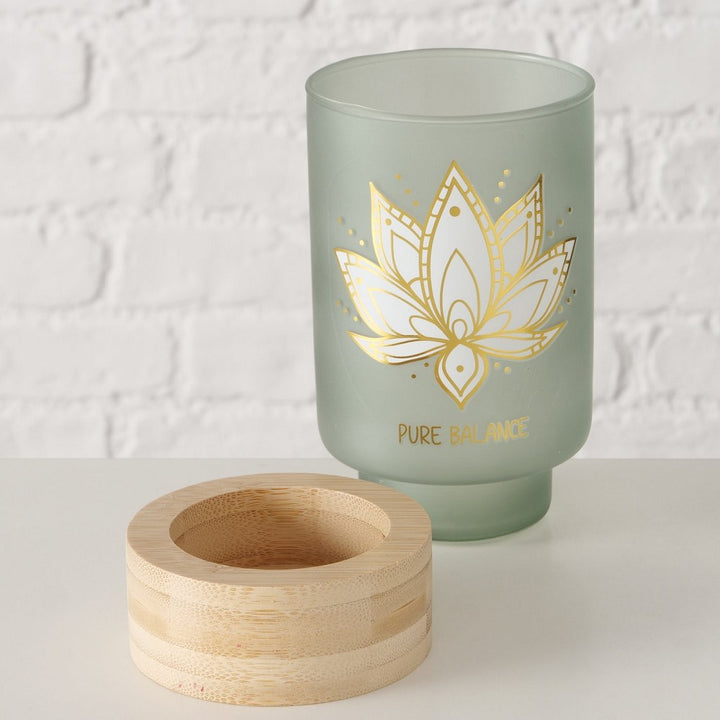 Rundes Windlicht Bali 15,5 cm Ø 8,5 cm Tischdeko Indoor Kerze nicht enthalten