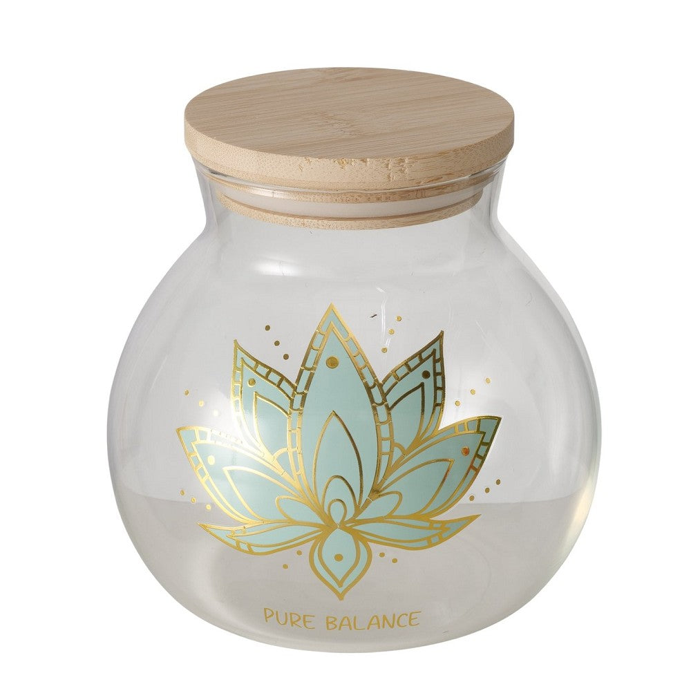 Vorratsglas Bali 1000 ml Hartglas transparent floral mit Bambusdeckel und Silikonring