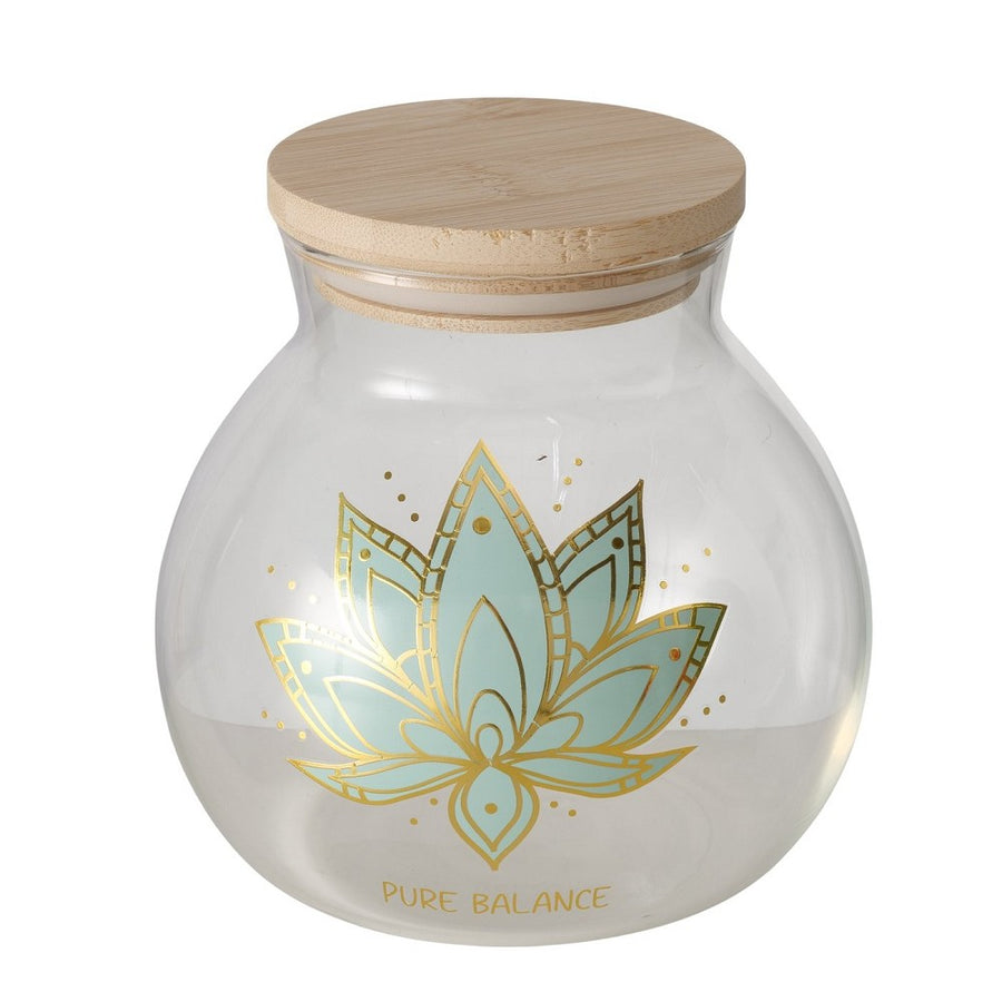 Vorratsglas Bali 1000 ml Hartglas transparent floral mit Bambusdeckel und Silikonring