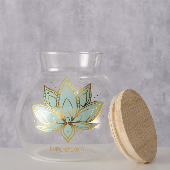 Rundes Vorratsglas Bali kugelförmig 13 cm mit Motivdruck lebensmittelgeeignet nicht spülmaschinengee