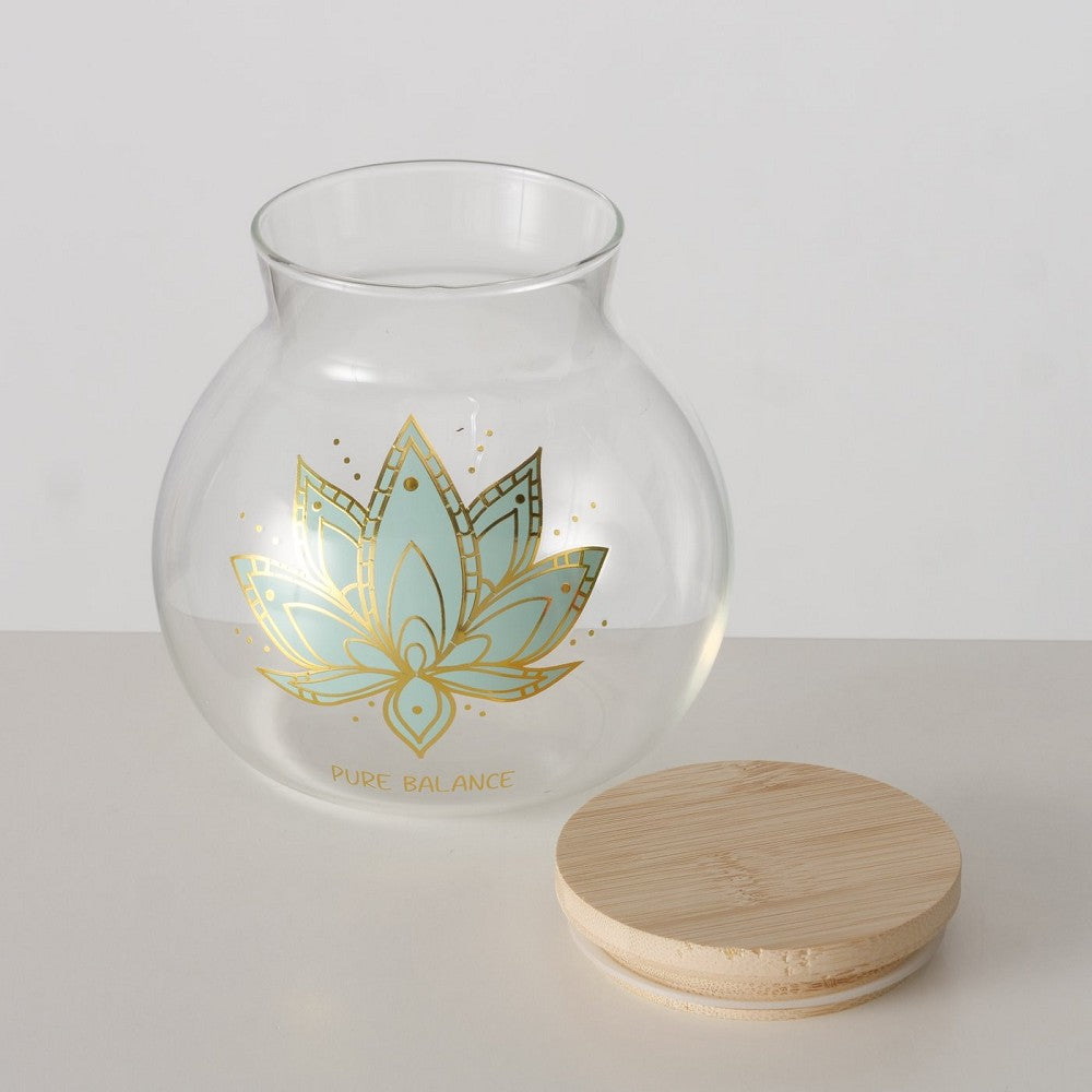 Rundes Vorratsglas Bali kugelförmig 13 cm mit Motivdruck lebensmittelgeeignet nicht spülmaschinengee