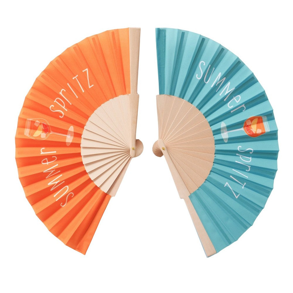 Fächer Summer Spritz Orange Türkis mediterranes Design FSC 100% 2 sort pro Bestellung 1 Stück