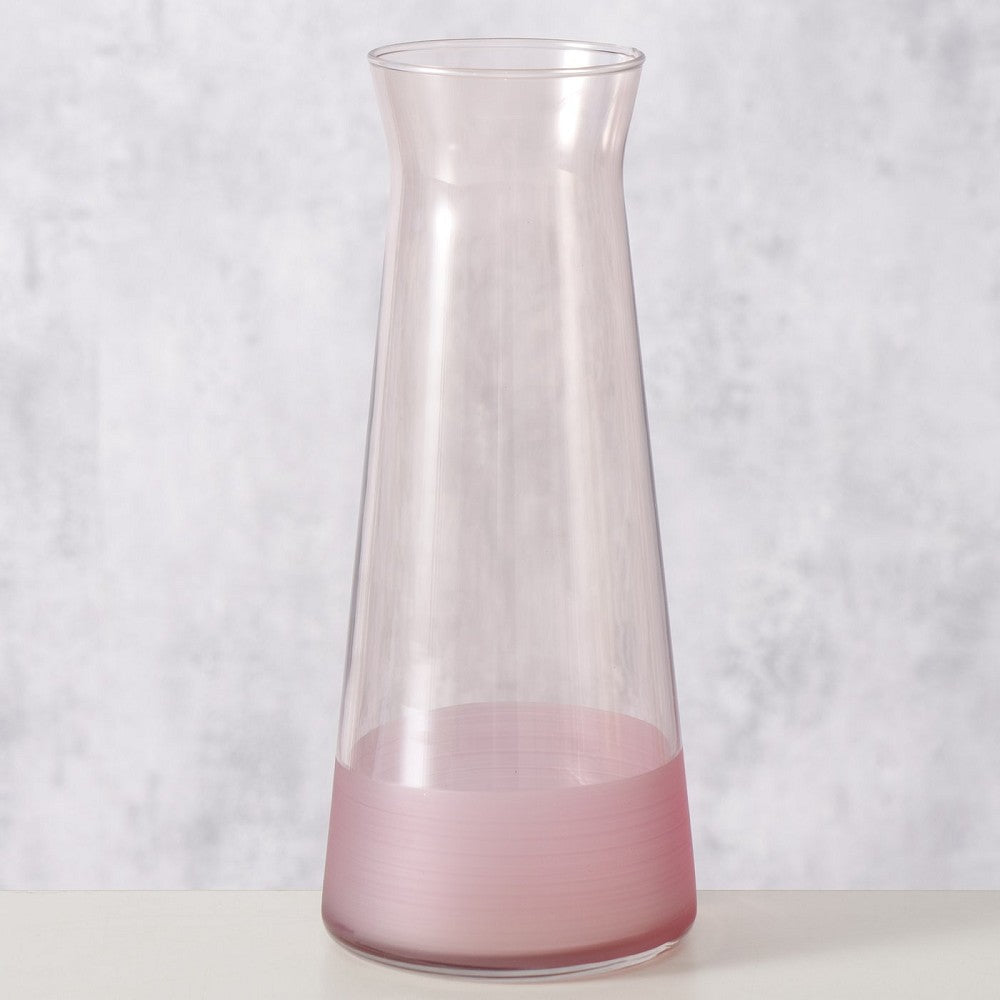 Hellrosa Glaskaraffe Moluna 25 cm Ø 10,5 cm lebensmittelgeeignet nicht spülmaschinengeeignet