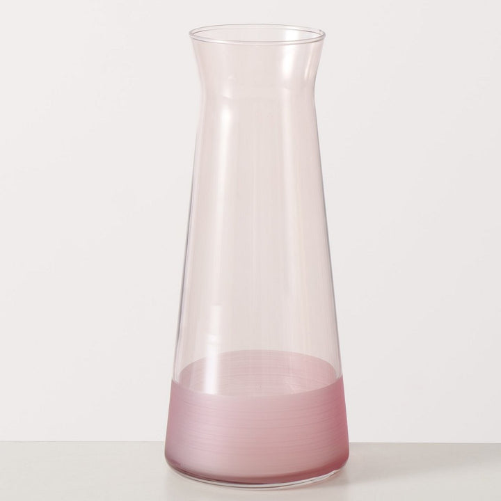 Hellrosa Glaskaraffe Moluna 25 cm Ø 10,5 cm lebensmittelgeeignet nicht spülmaschinengeeignet