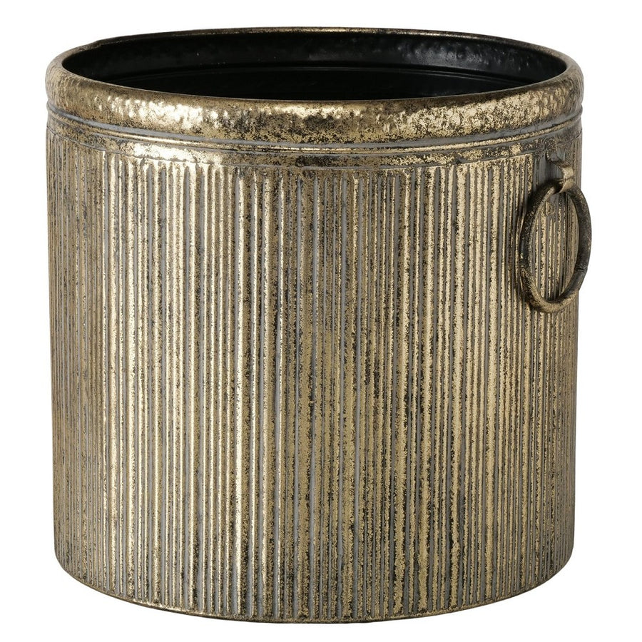 Übertopf Somerset antikgold aus Eisen handgearbeitet matt rund Ø 17 cm Höhe 16 cm