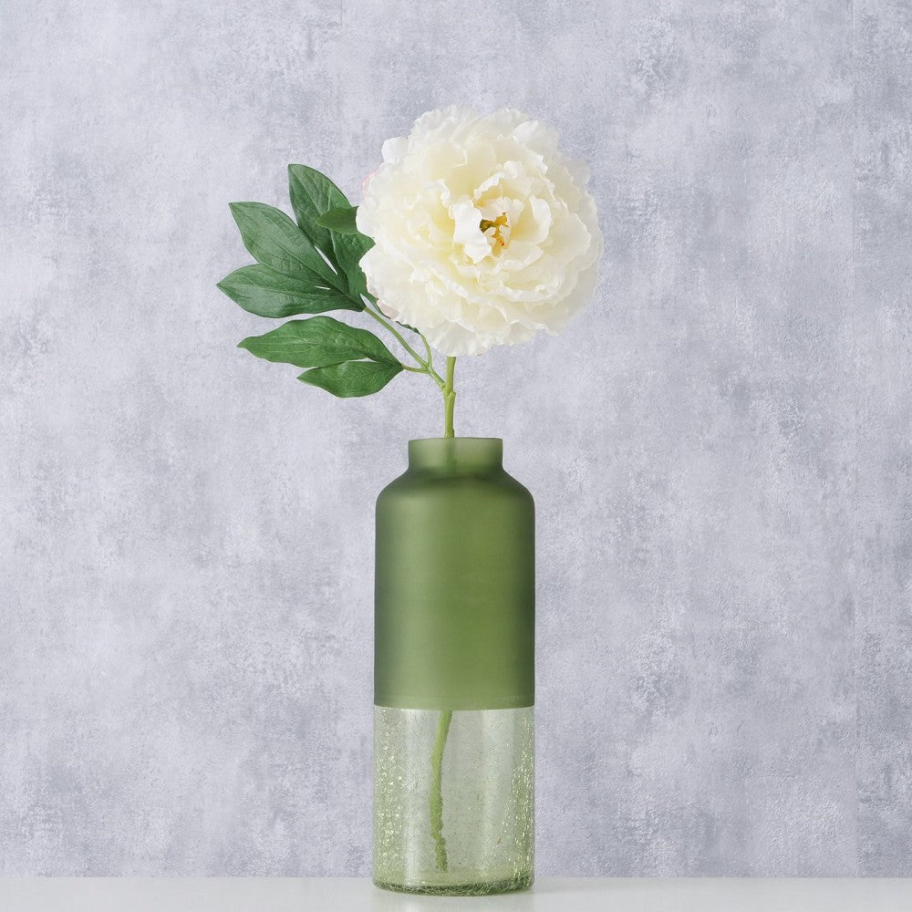 Grüne Glasvase Meredith rund 30 cm Ø 11 cm freistehend Indoor für frische Blumen und Zweige