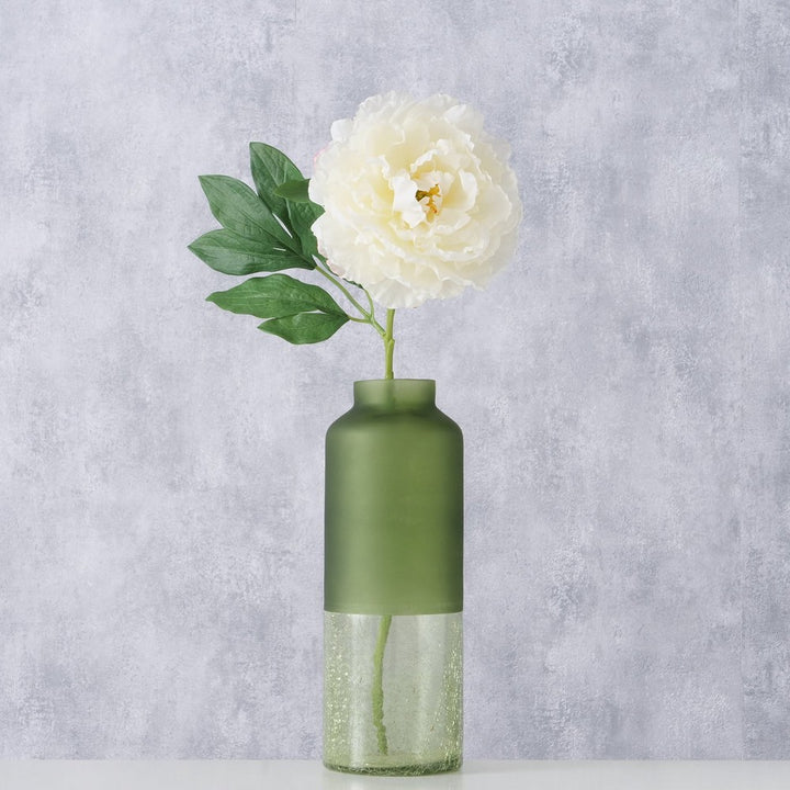 Grüne Glasvase Meredith rund 30 cm Ø 11 cm freistehend Indoor für frische Blumen und Zweige