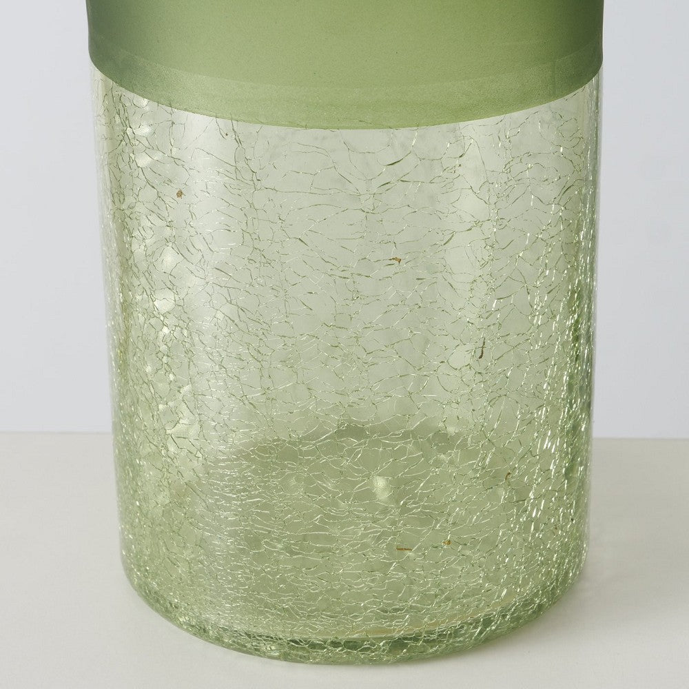 Grüne Glasvase Meredith rund 30 cm Ø 11 cm freistehend Indoor für frische Blumen und Zweige