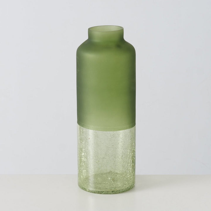 Grüne Glasvase Meredith rund 30 cm Ø 11 cm freistehend Indoor für frische Blumen und Zweige