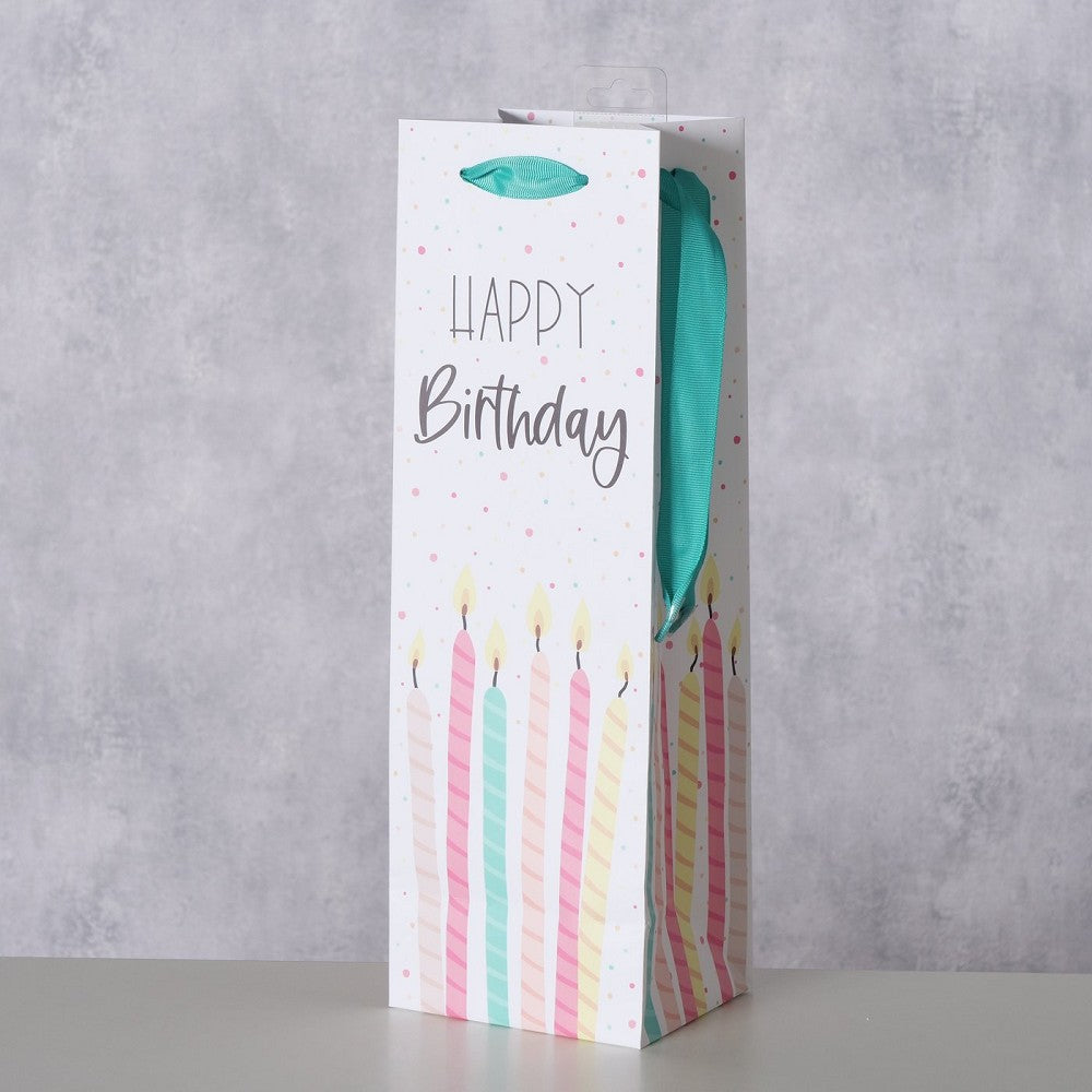 Flaschentasche Birthday in Hellorange Hellrosa Weiß für Wein Sekt Indoor nicht waschen nicht trockne