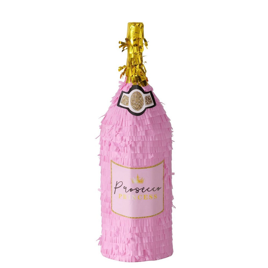 Dekoanhänger Pinata Prosecco gold rosa Flaschenform Papier handgearbeitet FSC 100% 45 cm