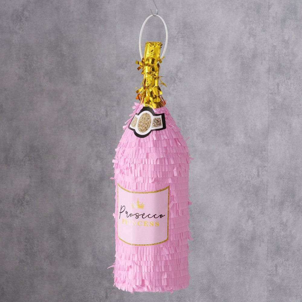 Party Dekoanhänger Pinata Prosecco mit Text Deutsch Englisch zum Aufhängen Indoor nicht wasserbestän