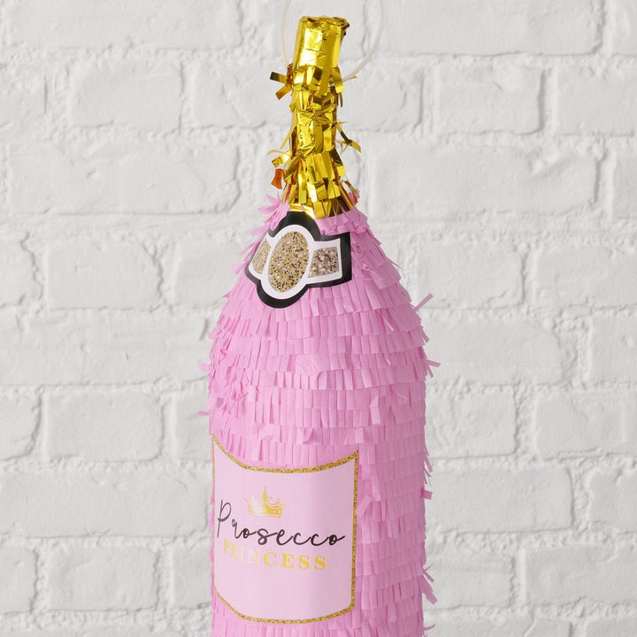 Party Dekoanhänger Pinata Prosecco mit Text Deutsch Englisch zum Aufhängen Indoor nicht wasserbestän