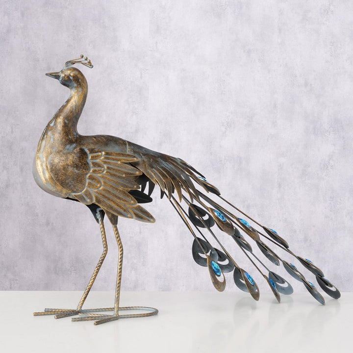 Pfau Figur Pavo als Deko Hingucker auf Sideboard Regal Konsole nicht wasserbeständig 64 cm lang