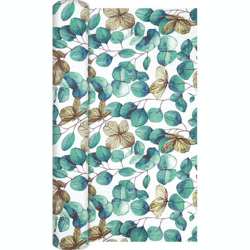 Tischläufer Eucalyptus Leaves 250x33 cm Airlaid Eukalyptus Blätter grün weiß Home Fashion
