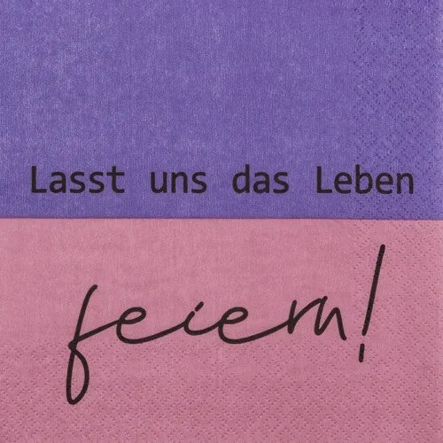 Servietten Leben feiern 33x33 cm Home Fashion 3 lagig Tissue 20 Stück lila rosa grafisch