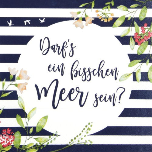 Servietten Meer sein 33x33 cm Home Fashion 3 lagig Tissue 20 Stück weiß maritim grafisch Sprüche