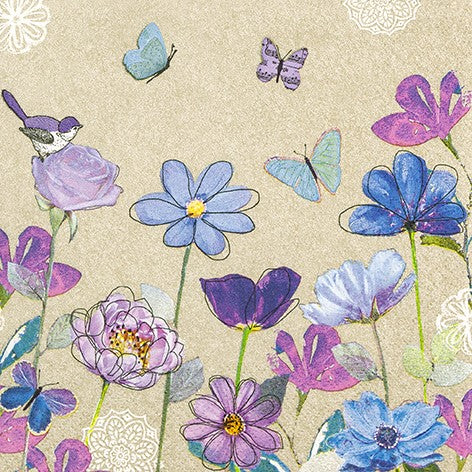 Servietten Pink and Blue 33x33 cm Home Fashion 3 lagig Tissue 20 Stück rosa lila floral grafisch
