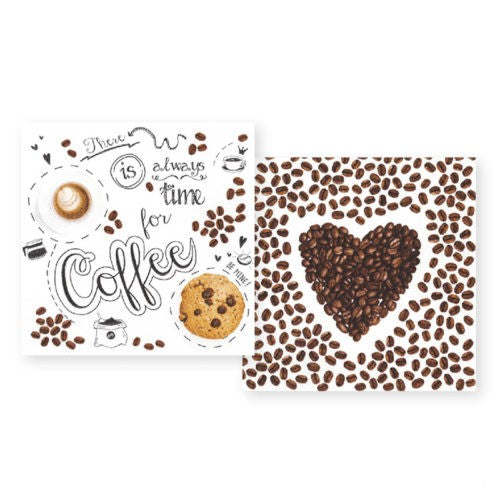 Cocktailservietten Mix Have a Coffee 25x25 cm Home Fashion 3 lagig Tissue 20 Stück weiß 2 Motive