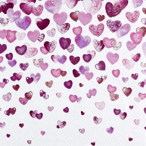 Cocktailservietten Lovely Hearts 25x25 cm Home Fashion 3 lagig Tissue 20 Stück rosa Herzen Motiv