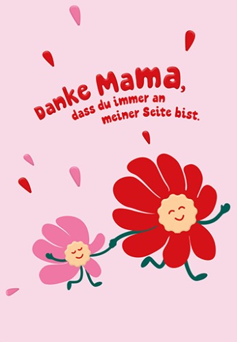 Doppelkarte Danke Mama dass du immer an meiner Seite bist knall & bunt Prägung Spotlack 130 x 90 mm