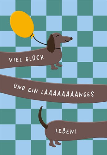 Doppelkarte Viel Glück und ein laaaaaaaanges Leben knall & bunt Prägung Spotlack 130 x 90 mm FSC Mix