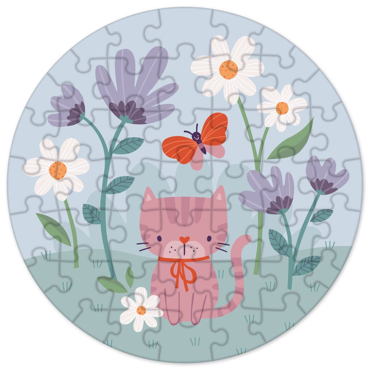 Kinderpuzzle rund Katze 45 Teile als Geschenkidee für Katzenfans Grafik Werkstatt Format 110 x 110 m