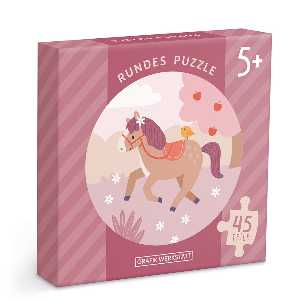 Grafik Werkstatt rundes Puzzle Pony 45 Teile ab 5 Jahren kompaktes Format 110 x 110 mm