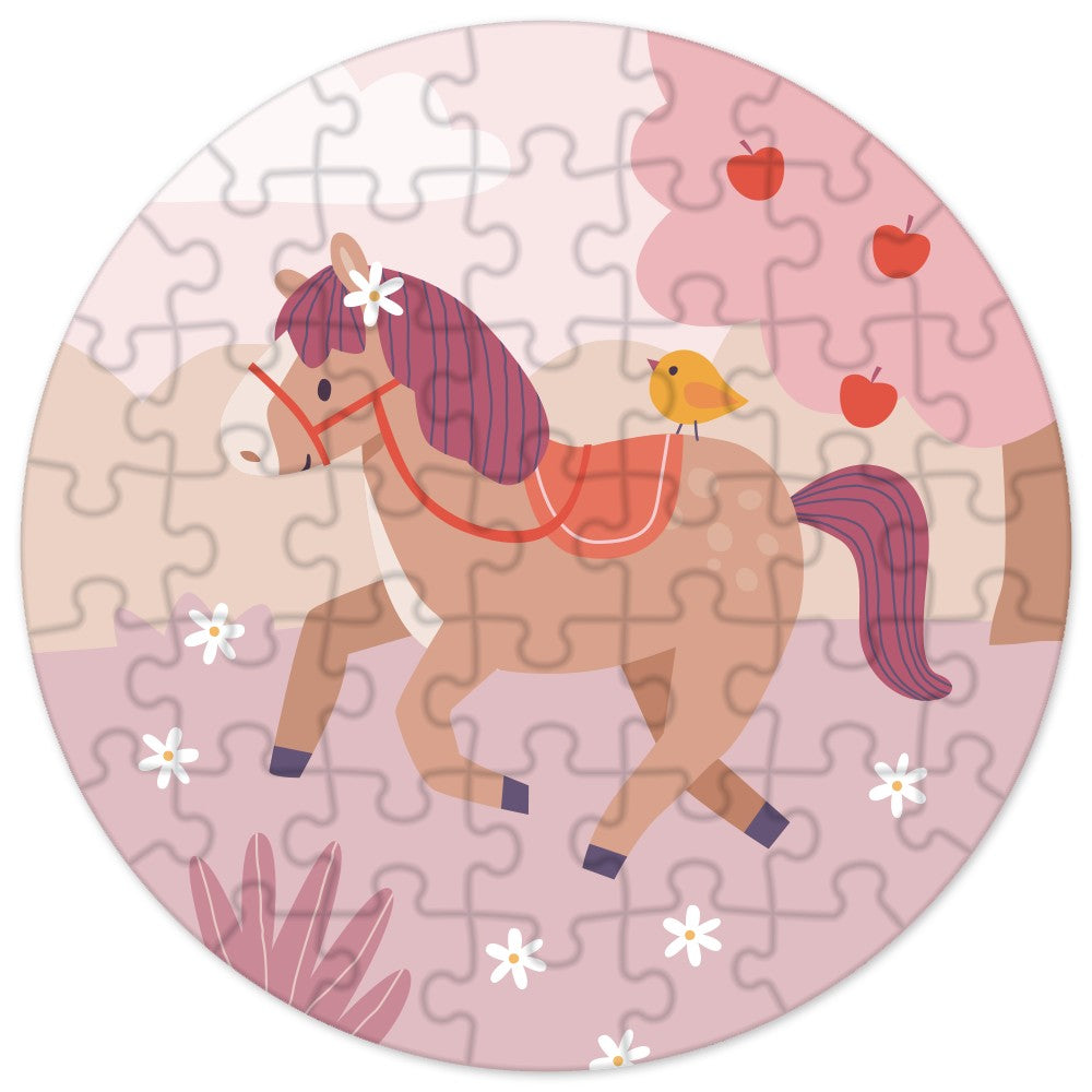 Kinderpuzzle rund Pony 45 Teile als Geschenkidee für Ponyfans Grafik Werkstatt Format 110 x 110 mm