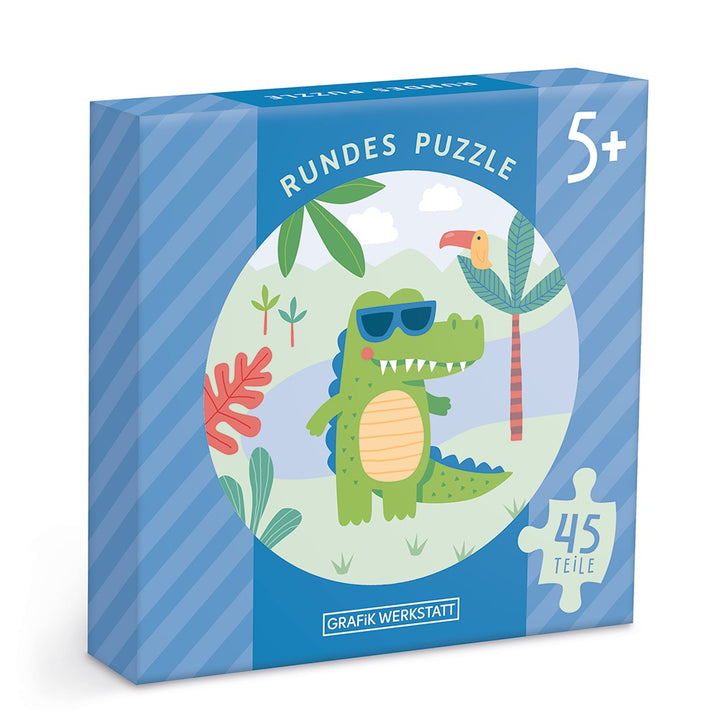 Grafik Werkstatt rundes Puzzle Krokodil 45 Teile ab 5 Jahren kompaktes Format 110 x 110 mm