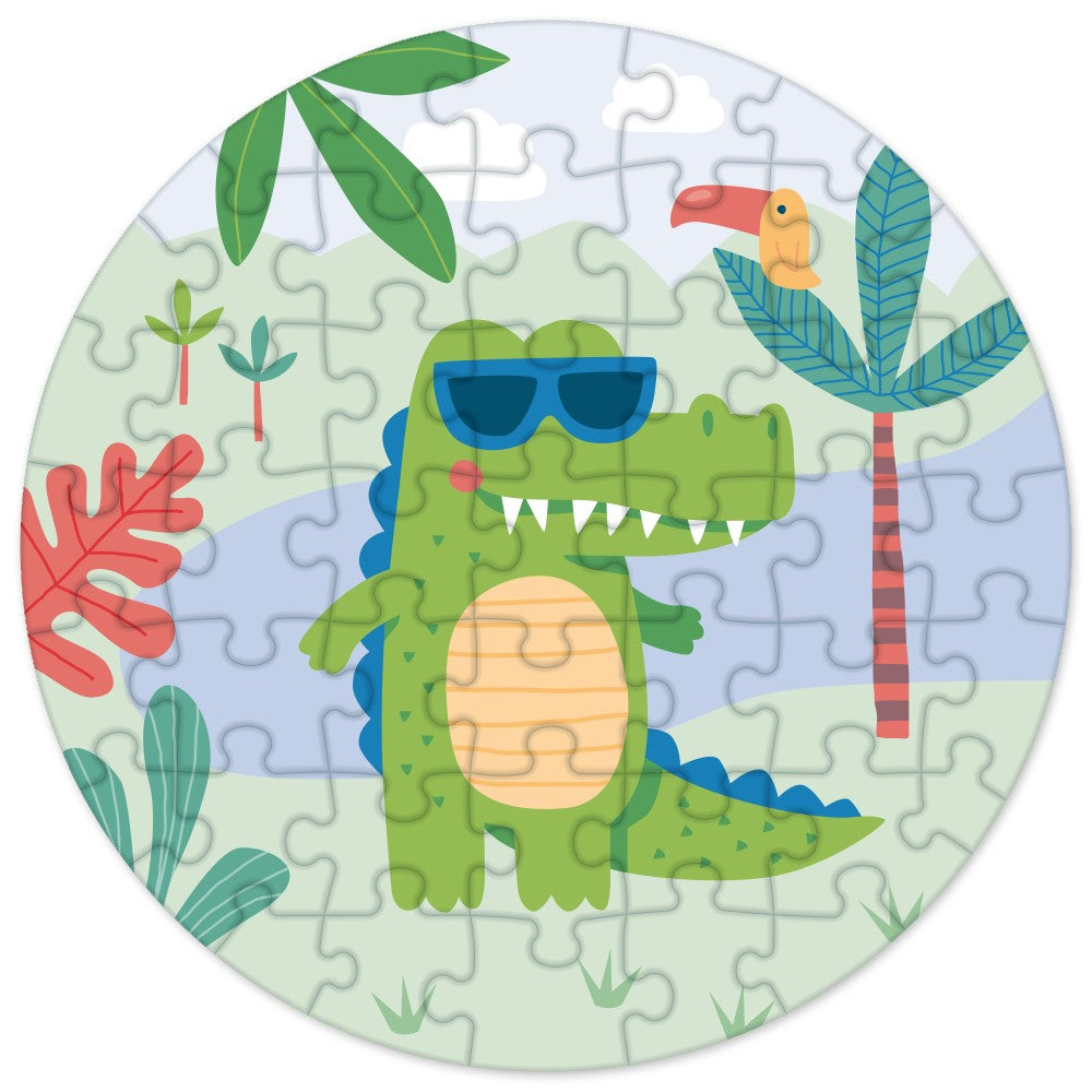 Kinderpuzzle rund Krokodil 45 Teile als Geschenkidee Grafik Werkstatt Format 110 x 110 mm