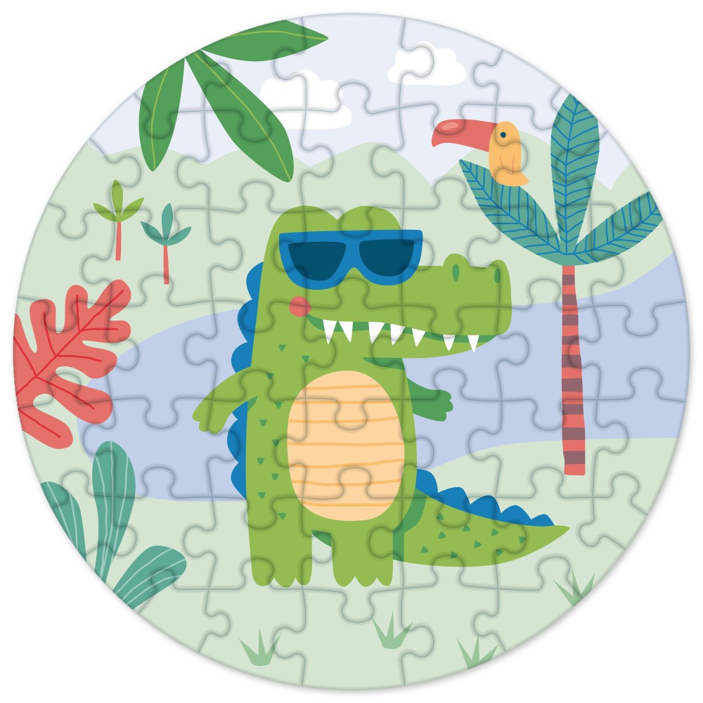 Kinderpuzzle rund Krokodil 45 Teile als Geschenkidee Grafik Werkstatt Format 110 x 110 mm
