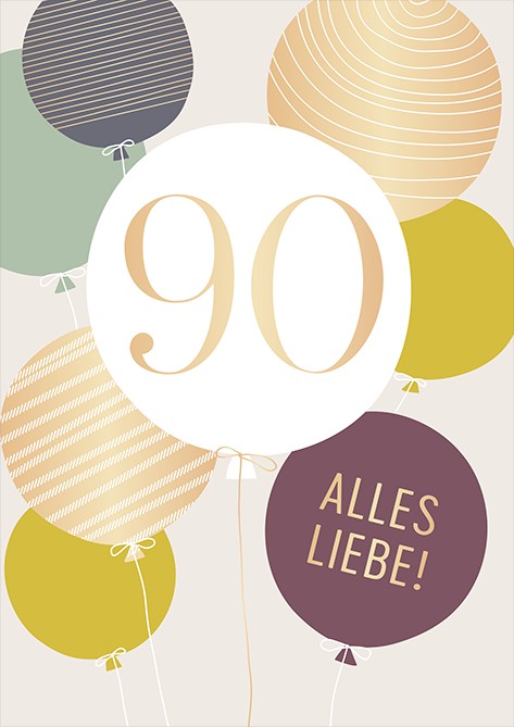 Grafik Werkstatt Classic Line Doppelkarte 90 Alles Liebe Hochformat 120 x 170 mm Zahlengeburtstag