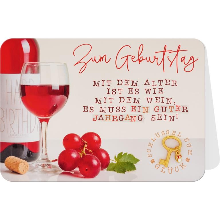 Sheepworld Grusskarte GK KEY de 19 q Geburtstag Alter wie Wein guter Jahrgang Schlüsselaccessoire FS