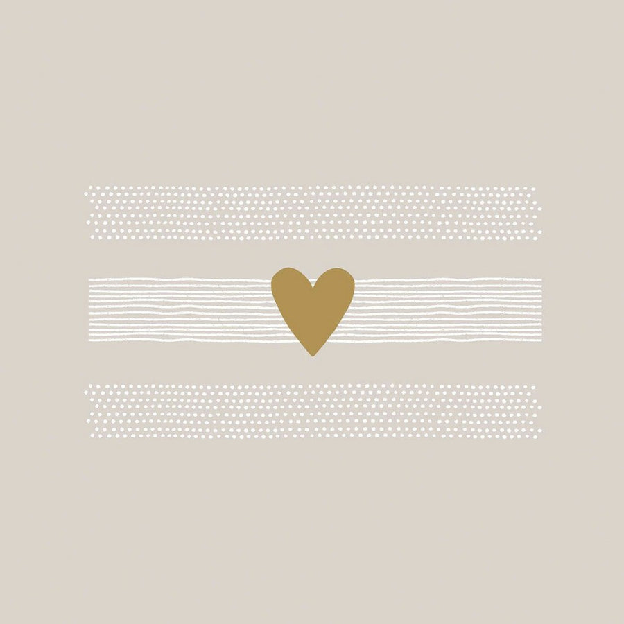Servietten Heart of Gold taupe ppd Herzmotiv Tissue lebensmittelecht FSC 33 x 33