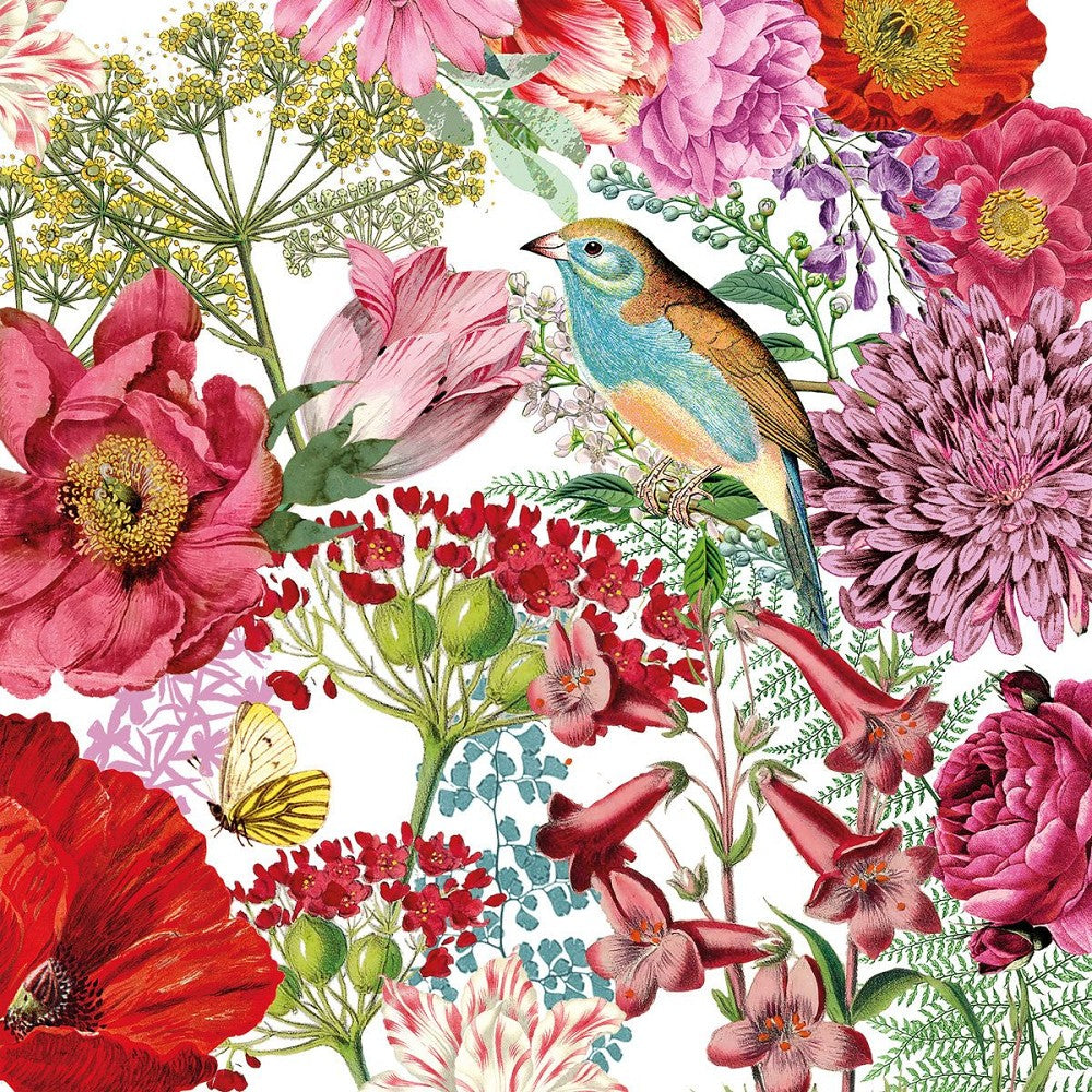 Servietten Stephania ppd Blumen Vogel Illustration Tissue lebensmittelecht FSC 33 x 33