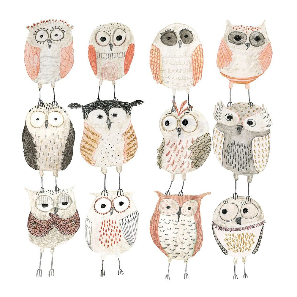 Servietten Owls ppd Eulenmotiv bunt Tissue lebensmittelecht FSC 33 x 33 Katherine Quinn