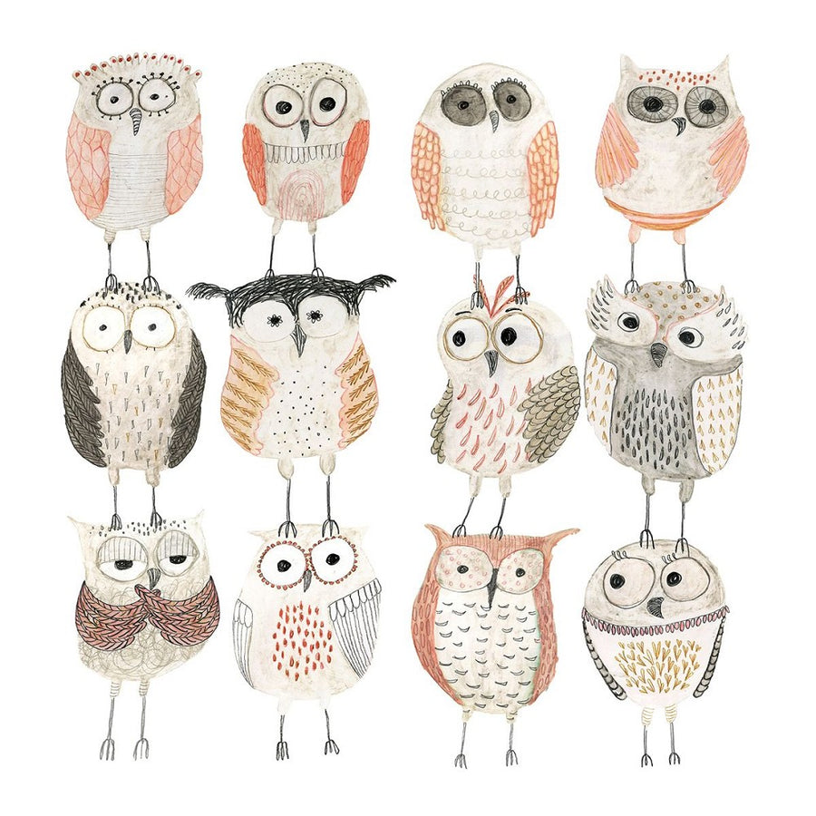 Servietten Owls ppd Eulenmotiv bunt Tissue lebensmittelecht FSC 33 x 33 Katherine Quinn