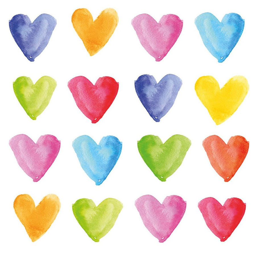 Servietten Aquarell Hearts ppd 25 x 25 cm Aquarell Herz Motiv Tissue lebensmittelecht FSC