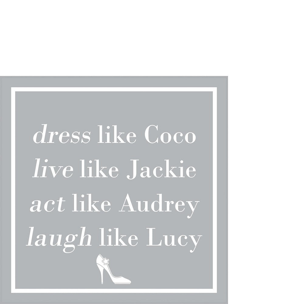 Servietten Dress like Coco silver ppd 25 x 25 cm silber Spruch Tissue lebensmittelecht FSC