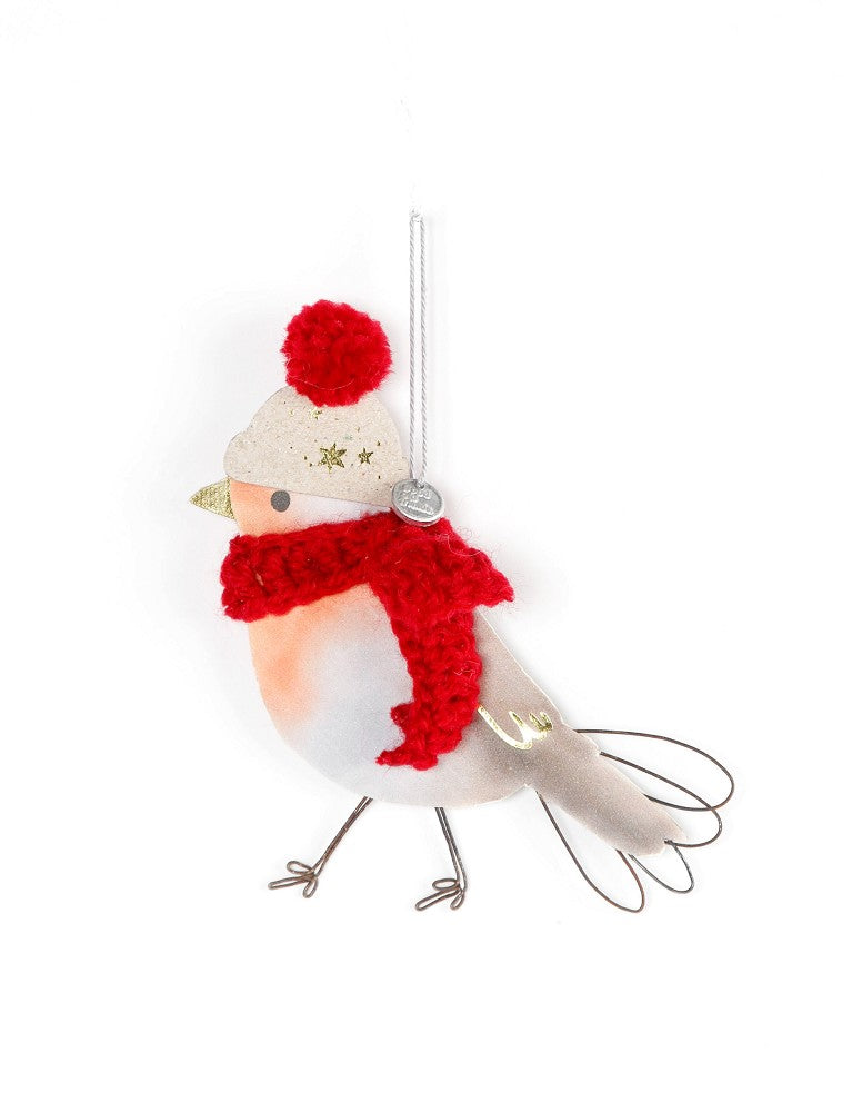Wintervogel Rotkehlchen Roter Schal Good old friends Winterdeko