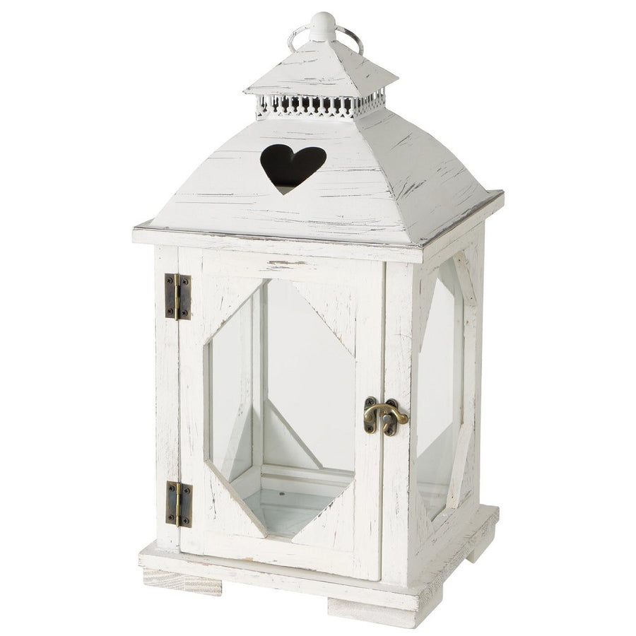 Laterne Sophia Rechteck Weiß H 42 cm Shabby-Look handgearbeitet Indoor