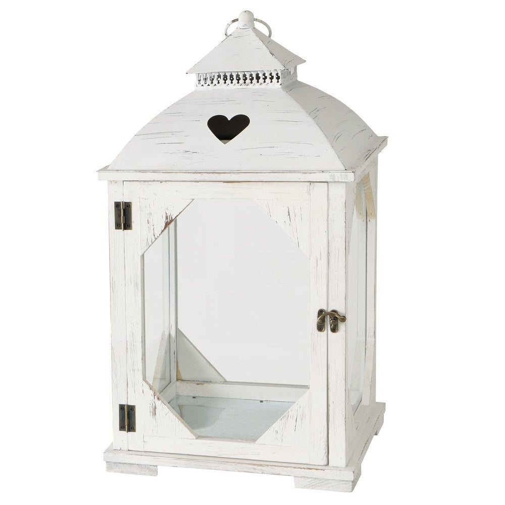 Laterne Sophia Rechteck Weiß H 55 cm Shabby-Look handgearbeitet Indoor