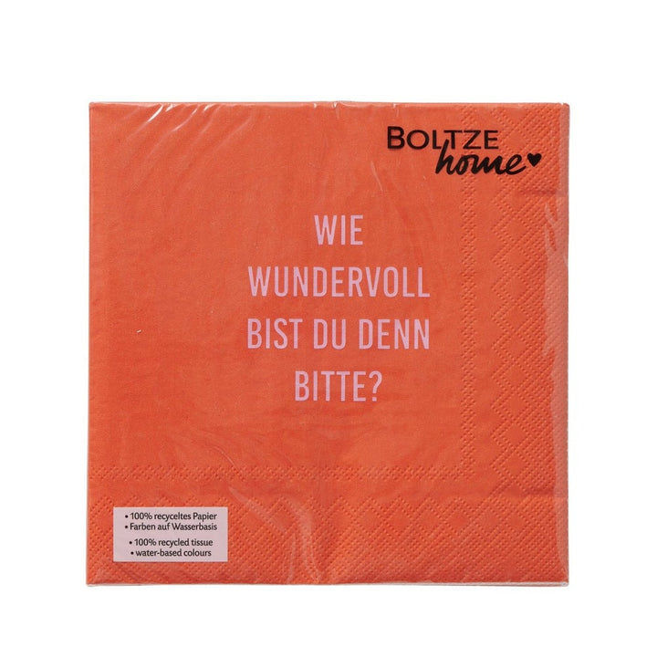 Servietten Lovequote 16,5x16,5cm 20 Stück, Farbe Orange