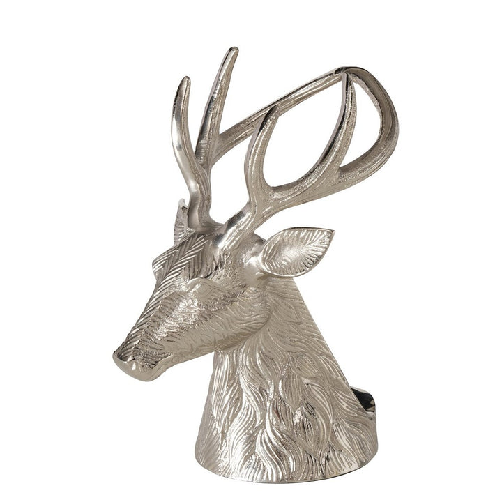Flaschenträger Claudius Hirsch H 21 cm Silber Glanz handgearbeitet