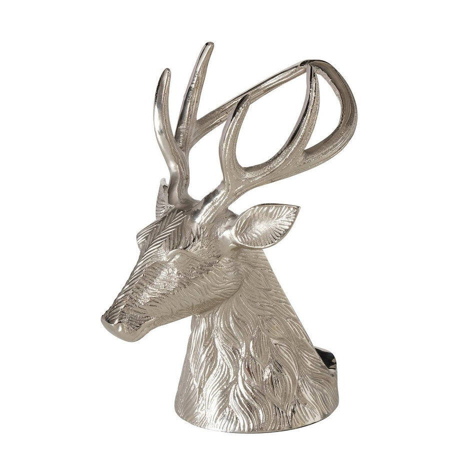 Flaschenträger Claudius Hirsch H 21 cm Silber Glanz handgearbeitet