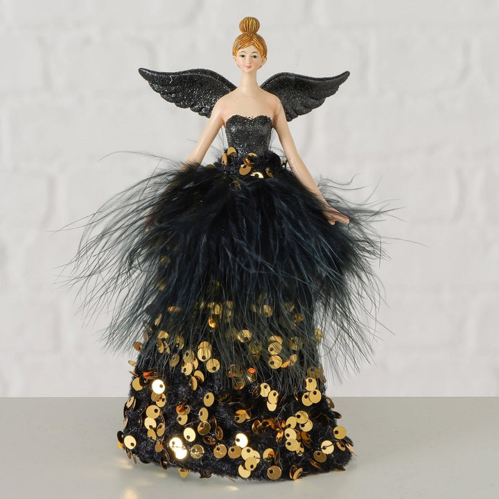 Figur Marissa Engel Schwarz H 16 cm handgemalt elegant