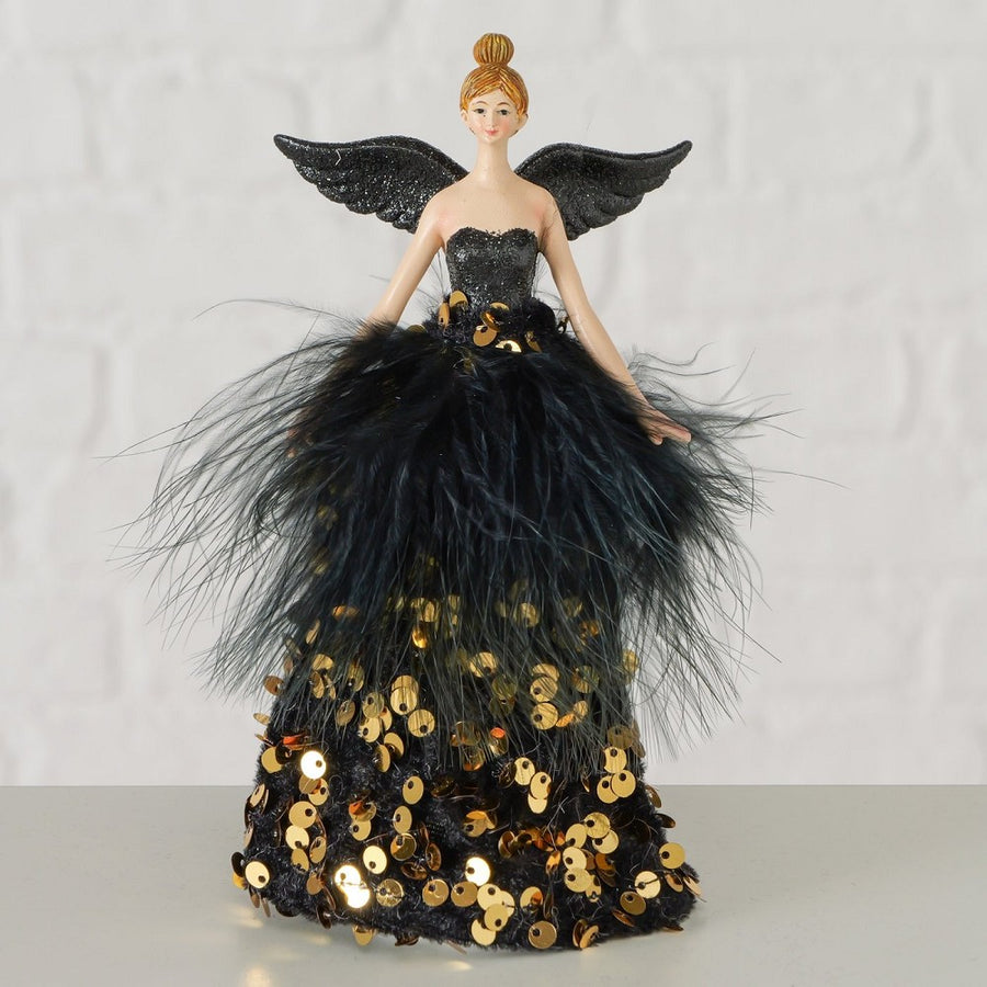 Figur Marissa Engel Schwarz H 16 cm handgemalt elegant