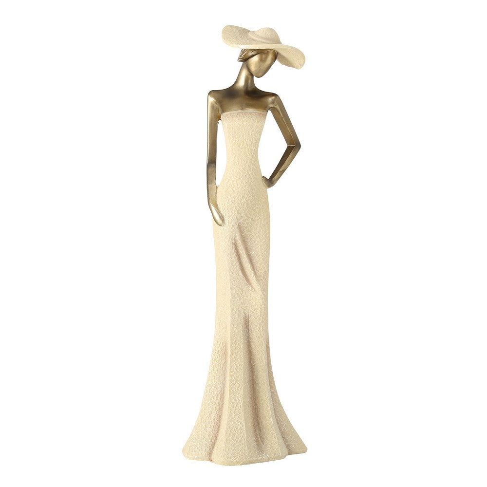 Figur Smilla Frau H 50 cm Antikgold Cremeweiß handgearbeitet